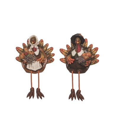 Transpac Fall/Harvest Resin Harvest Turkey Sitter Figurine Set of 2 Fall/Harvest Home Decorations
