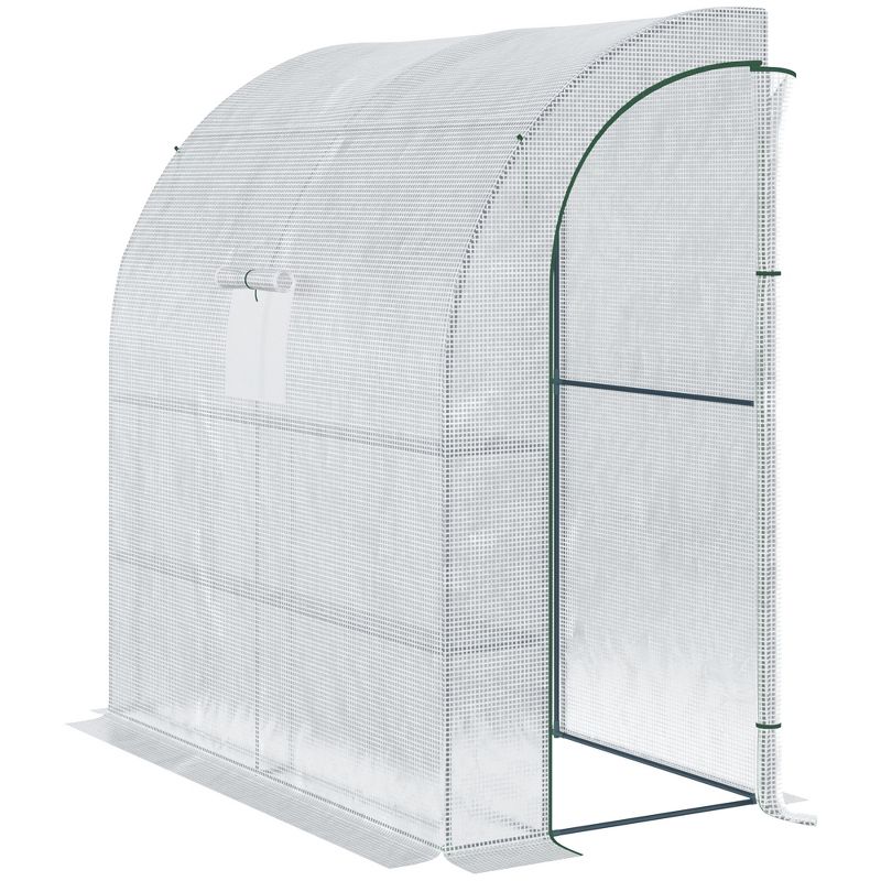 Outsunny Outdoor Walk-In Greenhouse, Plant Nursery with Roll-up Window, PE Cover, and 3-Tier Wire Shelves, 4 of 7