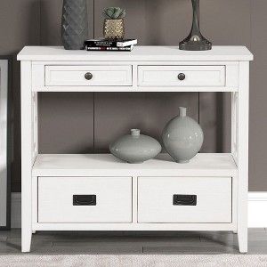 CAVINAS 36 inch Rectangle Farmhouse Console Table,Retro Entryway Table with 4 Drawers and Storage Shelf for Living Room,Hallway - 1 of 4