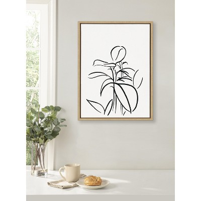 Natural Framed Abstract Botanical Canvas Print, 18x24