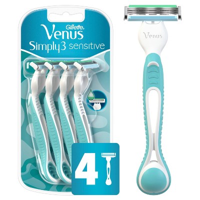 Venus Simply 3 Sensitive Women's Disposable Razors - 4ct