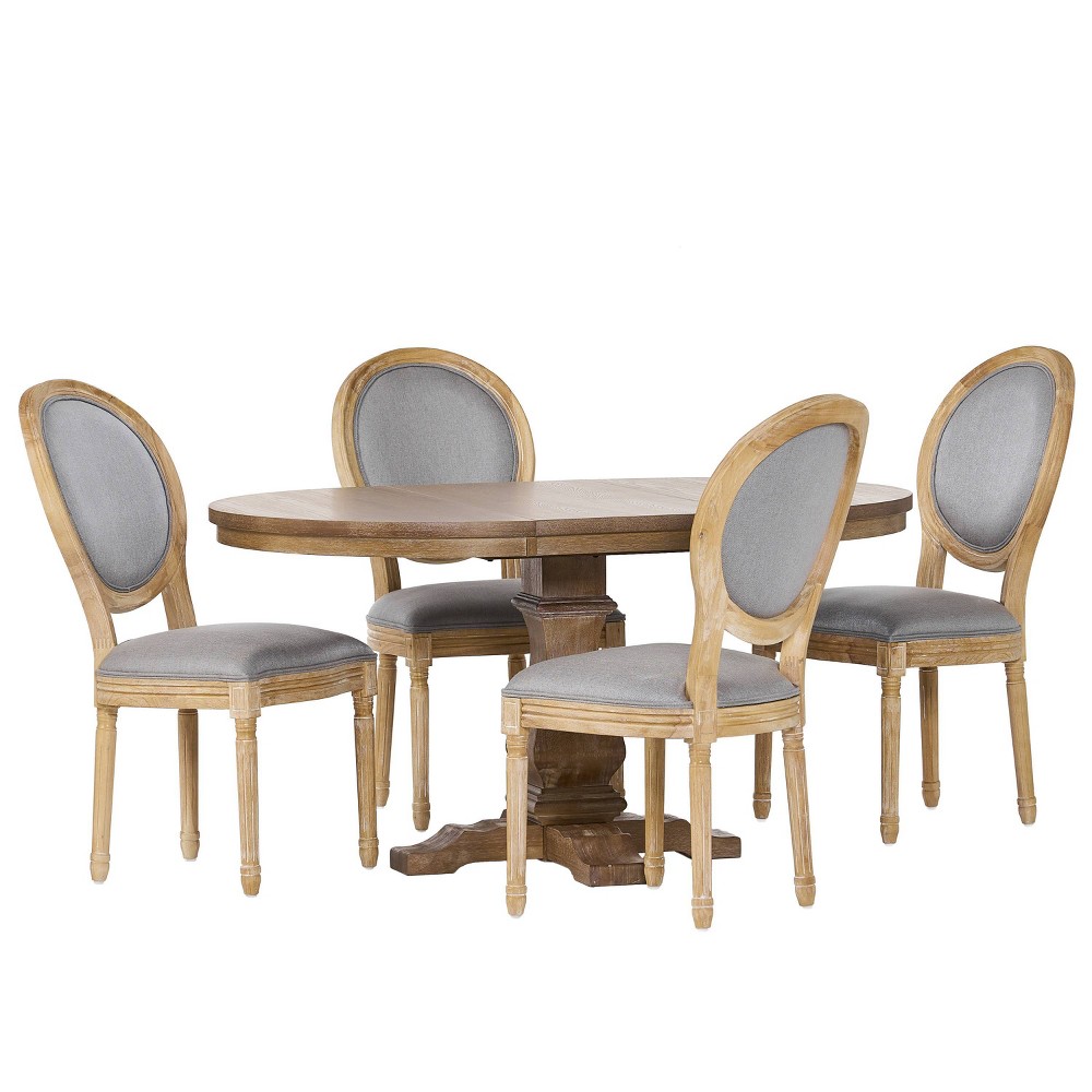 Photos - Dining Table Christopher Knight Home 5pc Dored Dining Set Light Gray/Natural