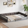 Lyngins Wood Upholstered Platform Bed with Guardrail and Pillow, Full Size Bed Frame, Children's Floor Bed, No Box Spring Needed, Toddler Bed - 2 of 4