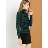 Allegra K Women's Turtleneck Long Sleeve Stretch Slim Plaid Casual Blouse - 4 of 4