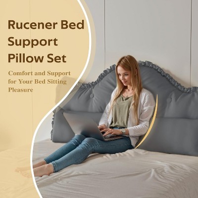Acoinel Decorative Pillows for Bed 4 Set, Include Headboard Pillow, Body Pillow for Adults and 2 x Round Decorative Throw Pillows for Bed