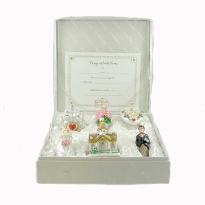 Old World Christmas 4.25 In Wedding Collection Ornament Set/6 Bride Groom Glass Tree Ornaments
