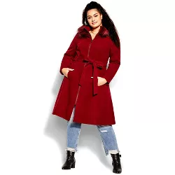 CITY CHIC| Women's Plus Size  Miss Mysterious Coat - dark cherry - 20W