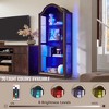 72" Arched Glass Display Cabinet, 4-Tier Display Curio Cabinet with 20 Color LED Lights, Modern Display Case Shelf for Living Room - 2 of 4