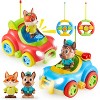 Joyfy Cartoon Remote Control Car - 2 Pack Race Car Toddler Toys - RC Cars for Kids,Christmas Birthday Gifts for Boys Girls 2 3 4 5 Years Old - 2 of 4