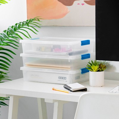 Clear Plastic Stackable Lidded Storage Boxes, 5.5 Quart, Set of 4