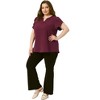 Agnes Orinda Women's Plus Size Casual Summer Dressy Petal Short Sleeve Split Neck Blouses - 3 of 4