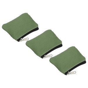 Unique Bargains Canvas Portable Change Coin Purse Pouch with Zipper 3 Pcs - 1 of 4