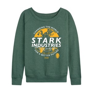 Women's - Marvel - Iron Man Stark Industries Lightweight French Terry Wide Neck Long Sleeve Shirt - 1 of 4