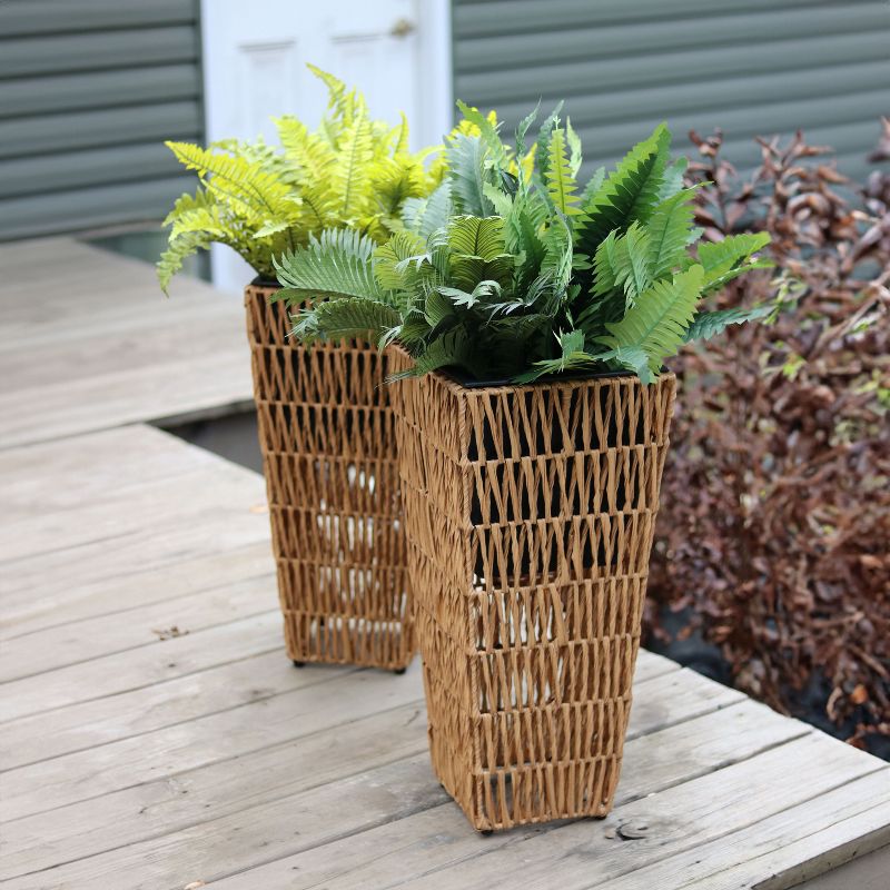 Sunnydaze Indoor/Outdoor Hyacinth Poly-Wicker Tall Planters - 2pk - 11", 3 of 9
