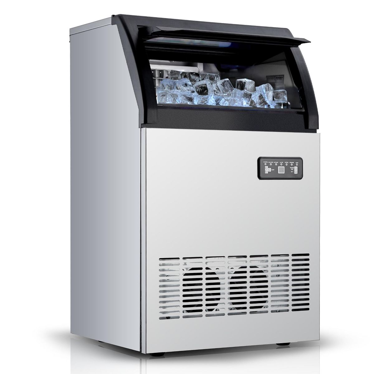 Commercial Ice Maker Machine – 100Lbs/24H, Under Counter Stainless Steel, 33Lbs Storage Bin, Dual Water Supply for Home, Restaurant, Coffee Bar