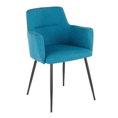 Teal & Black Contemporary Upholstered Side Chair with Metal Frame