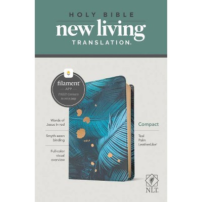 NLT Compact Bible, Filament Enabled Edition (Red Letter, Leatherlike, Teal Palm) - (Leather Bound)