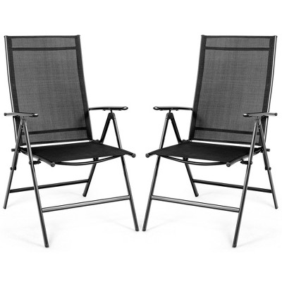 Tangkula 2PCS Folding Chair Patio Garden Outdoor w/ Steel Frame Adjustable Backrest