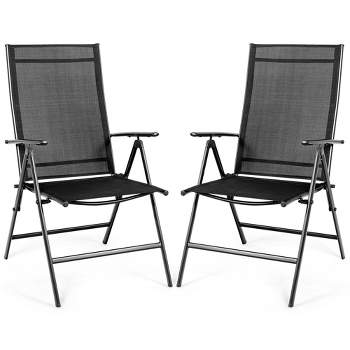Tangkula 2PCS Folding Chair Patio Garden Outdoor w/ Steel Frame Adjustable Backrest