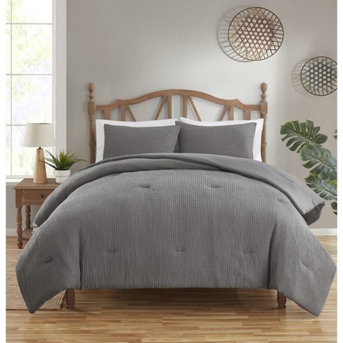 3 Piece Waffle Weave Ultra Soft Comforter With Shams Set By Sweet Home  Collection™ : Target
