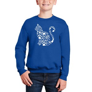 LA Pop Art Cat Claws - Boy's Word Art Crewneck Sweatshirt - 1 of 4