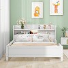 Streamdale Wood Full Size Platform Bed With Built-In LED Light, Storage Headboard And Guardrail, White - 2 of 4