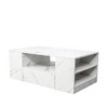 Modern Coffee Tables for Living Room, LED Coffee Table, Storage Coffee Table, Wood Center Table with 2 Drawers and Open Side Shelf, White - 3 of 4