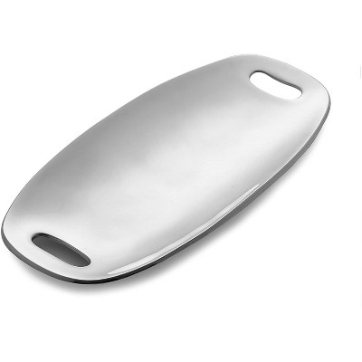 Nambe Pebble Alloy Metal Handled Serving Tray, Silver