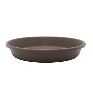 The HC Companies Classic Plastic 12" Round Plant Flower Pot Planter Deep Saucer Drip Tray for Indoor or Outdoor Settings, Fits 14" Pots, Chocolate - 1 of 2