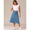 INSPIRE CHIC Womens' Stretchy High Waist Buttons Front Flowy Midi A-Line Skirts with Pocket - 3 of 4