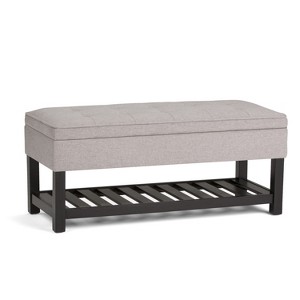 Essex Storage Ottoman Bench with Open Bottom Cloud Gray Linen Look Fabric - Wyndenhall, Cloudy Gray
