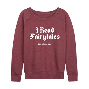 Women's - Instant Message - Read Spice Fairytales Lightweight French Terry Wide Neck Long Sleeve Graphic Shirt - 1 of 4