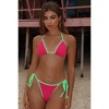 Moda Minx Contrast Cove 'Raspberry & Apple' Scrunch Tie Side Bikini Bottoms - 3 of 4