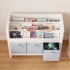Kids Toy Storage Organizer Low Bookshelf for Nursery & Playroom, Wooden Kids Cabinet for Books and Toys, White - 4 of 4