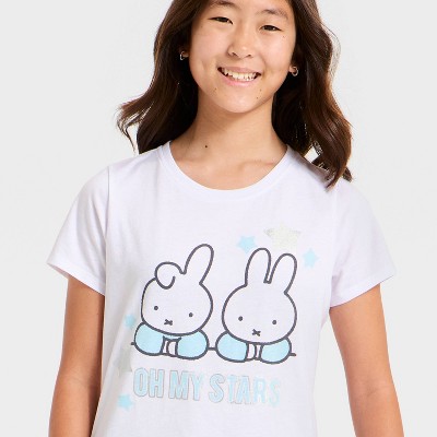 Miffy Girls' Miffy Short Sleeve 'Oh My Stars' Graphic T-Shirt - White S — фото 2