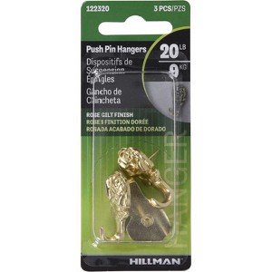 Hillman AnchorWire Gilt Gold Push Pin Picture Hook 10 lb 3 pk (Case of 10) - 1 of 1