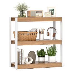Tangkula 3 Tier Bookshelf Wooden Bookcase w/ Dual Anti-Tipping Kits Open Shelving Unit - 1 of 4