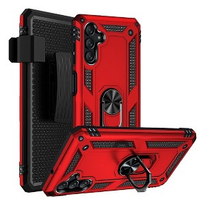 SAHARA - Military Kickstand Series Case with Belt Clip for Samsung Galaxy A13 5G - Red - 1 of 4