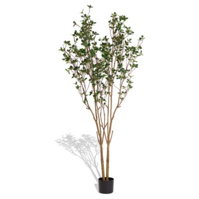 Maggift Artificial Plant Large UV Artificial Plant Branch Double Pole Island Spring Flower Bonsai Tropical Plant 1set, Green, 6.7"*23.6"*63"