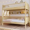 Whisen Twin Size Wooden Bunk Bed & Bed Frame with 3 Storage Shelves, Full-length Guardrail, Ladder - 3 of 4