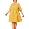 Agnes Orinda Women's Plus Size Ruffle Short Sleeve  Lace Insert Tassel Bohemian Midi Dresses - 2 of 4
