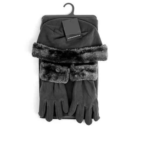 Fur hat deals scarf and gloves