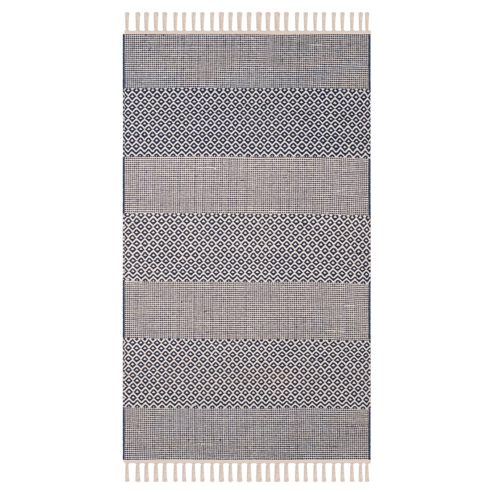 3'x5' Aubry Woven And Flatweave Rug Ivory/Navy - Safavieh