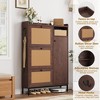 Rattan Shoe Cabinet, Narrow Freestanding Shoe Organizer with 3 Flip-Drawers & 4 Adjustable Shelves, Shoe Storage Cabinet - 4 of 4