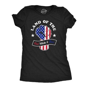 Womens Land Of The Red White And Blue T Shirt Awesome Fourth Of July Patriotic Fist Graphic Tee For Ladies - Crazy Dog Women's T Shirt - 1 of 4