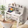 Tangkula Computer Desk Space-Saving Laptop Writing Table w/Shelf & Drawer for Home Office White - 3 of 4