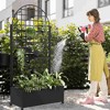 Lirago 6 ft. H x 3 ft. W Metal Planter Box privacy screen Garden Bed with Trellis and Wheels Black - 4 of 4