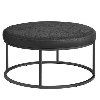 LUIZ Collection - Ottoman, Round Coffee Table, Footstool, Reversible Top, Padded Seat, Side Table, Minimalist