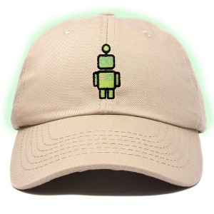 Dalix Robot Embroidered Glow in the Dark Retro Dad Hat Cotton Baseball Cap Adjustable Mens - 1 of 4