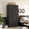 Famapy Double Door Wardrobe Clothes Organiser with Hanging Rod for Bedroom Use Black - 2 of 4